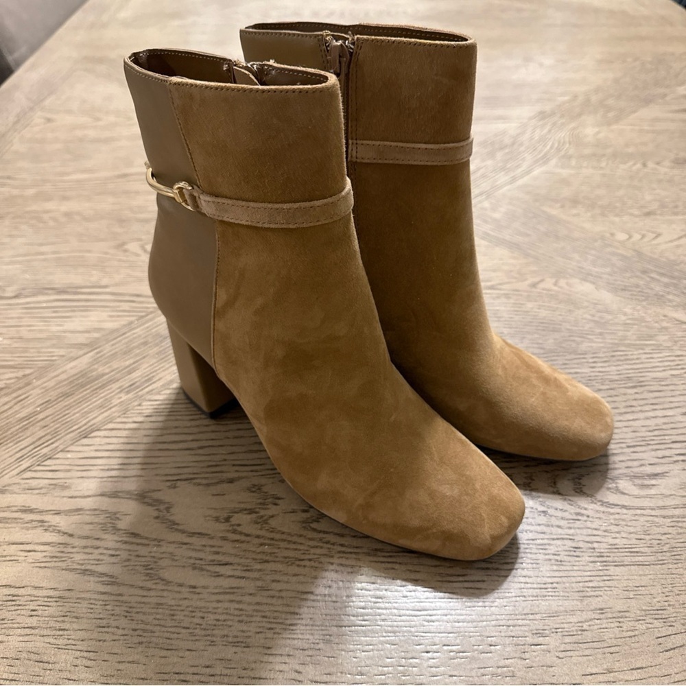 Bella Vita Womens QUINCY Beige Zipper Mid-Calf Boots 6.5